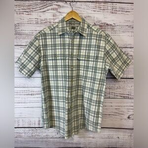 LL BEAN Men Wrinkle-Free Kennebunk Sport‎ Traditional Fit Short-Sleeve Check  M